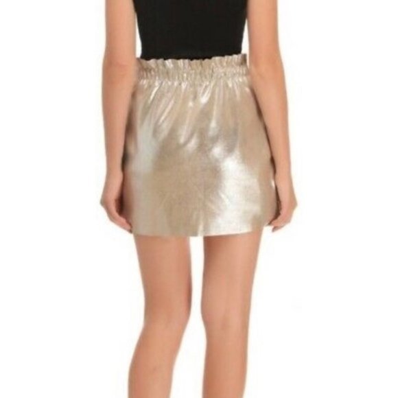 ZARA Metallic Vegan Leather Elastic Mini Skirt S - Picture 3 of 12